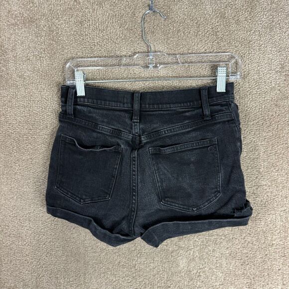 Madewell Jean Shorts Womens Size 26 Washed Black Mid Rise Stretch Denim Cuffed - Picture 6 of 9